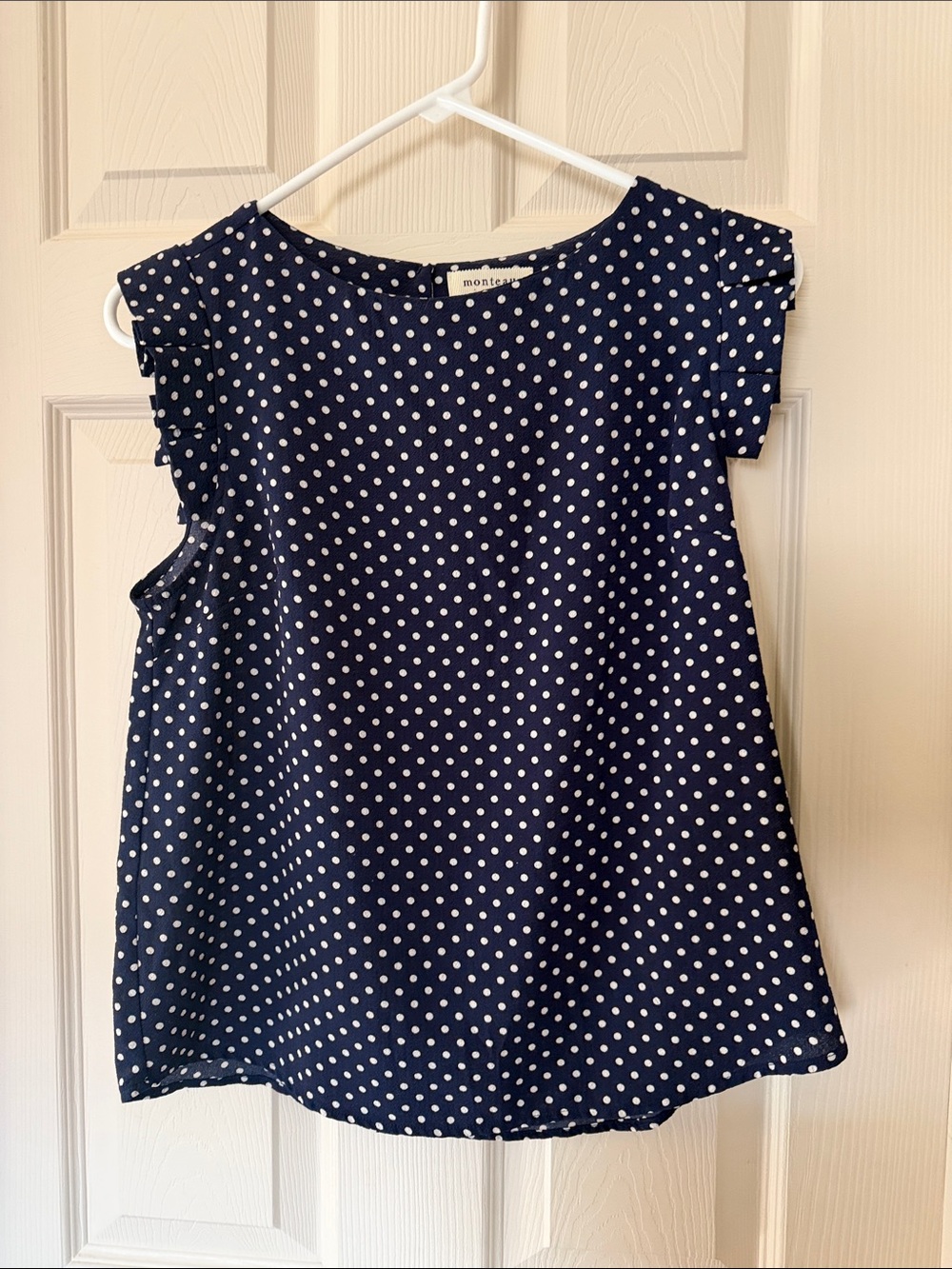 Polka Dot Navy Ruffle Sleeve Camisole